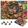 Farmhouse Harvest Garden Collage 500 Piece Jigsaw Puzzle for Adults, Colorful Folk Art Chicken Puzzle with Pumpkins and Flowers, 20.5 x 15 in