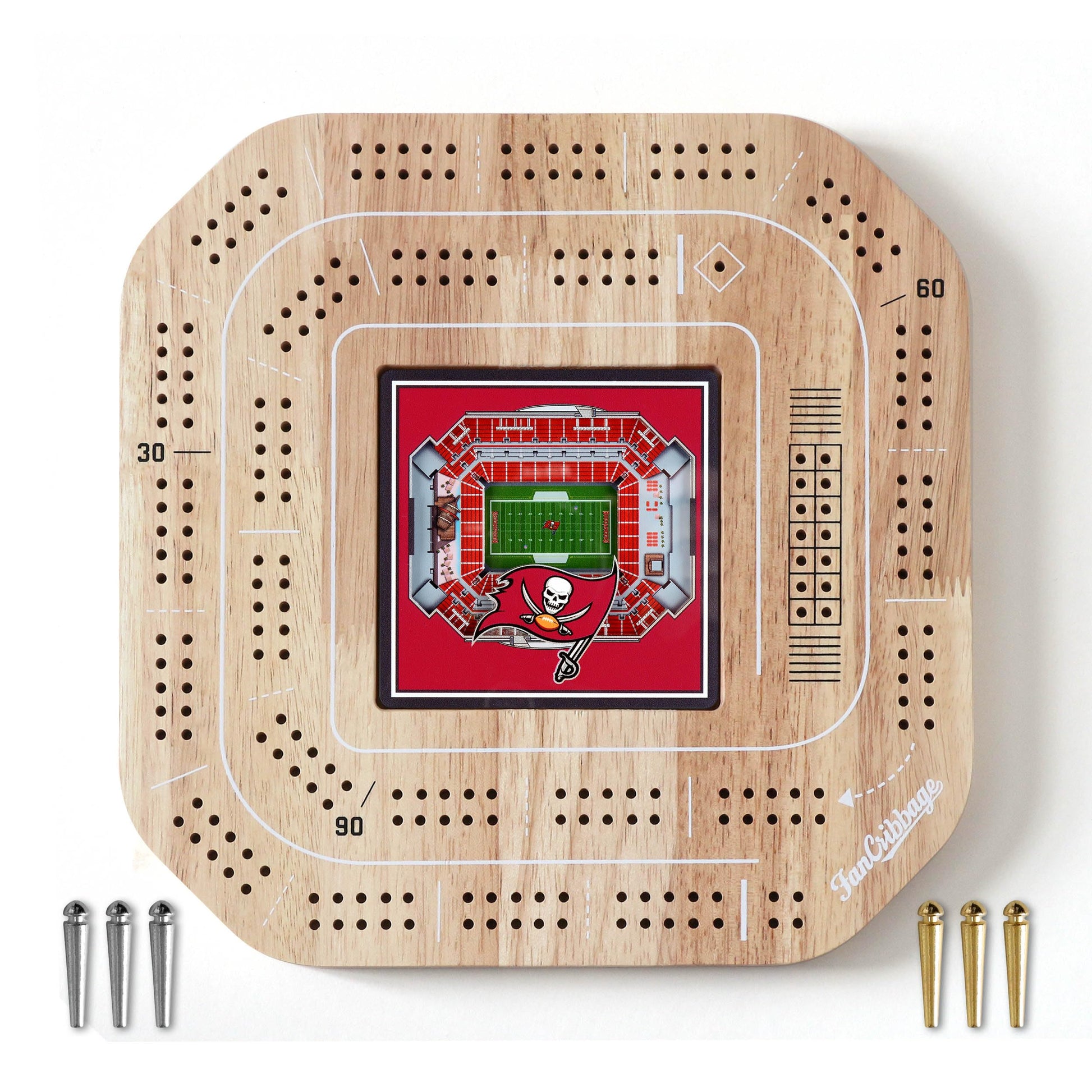 YouTheFan NFL Tampa Bay Buccaneers Licensed Fan Cribbage Wood Board Game