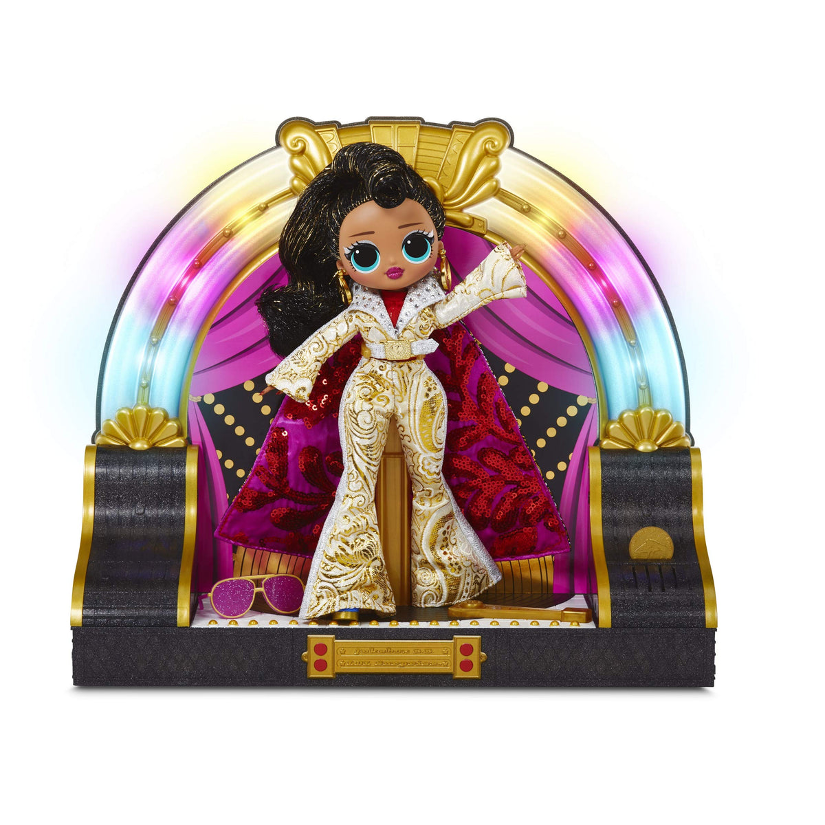 LOL Surprise! OMG Remix 2020 Collector Edition Jukebox B.B. with Token-Triggered Music, Colorful Lights, White and Gold Classic Rock Outfit, Flashy