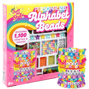 Just My Style ABC Beads by Horizon Group Usa, 1000+ Charms & Beads, Alphabet Charms, Accent Seed Star Wax Beading Cord, Satin Cord Key Ring Included