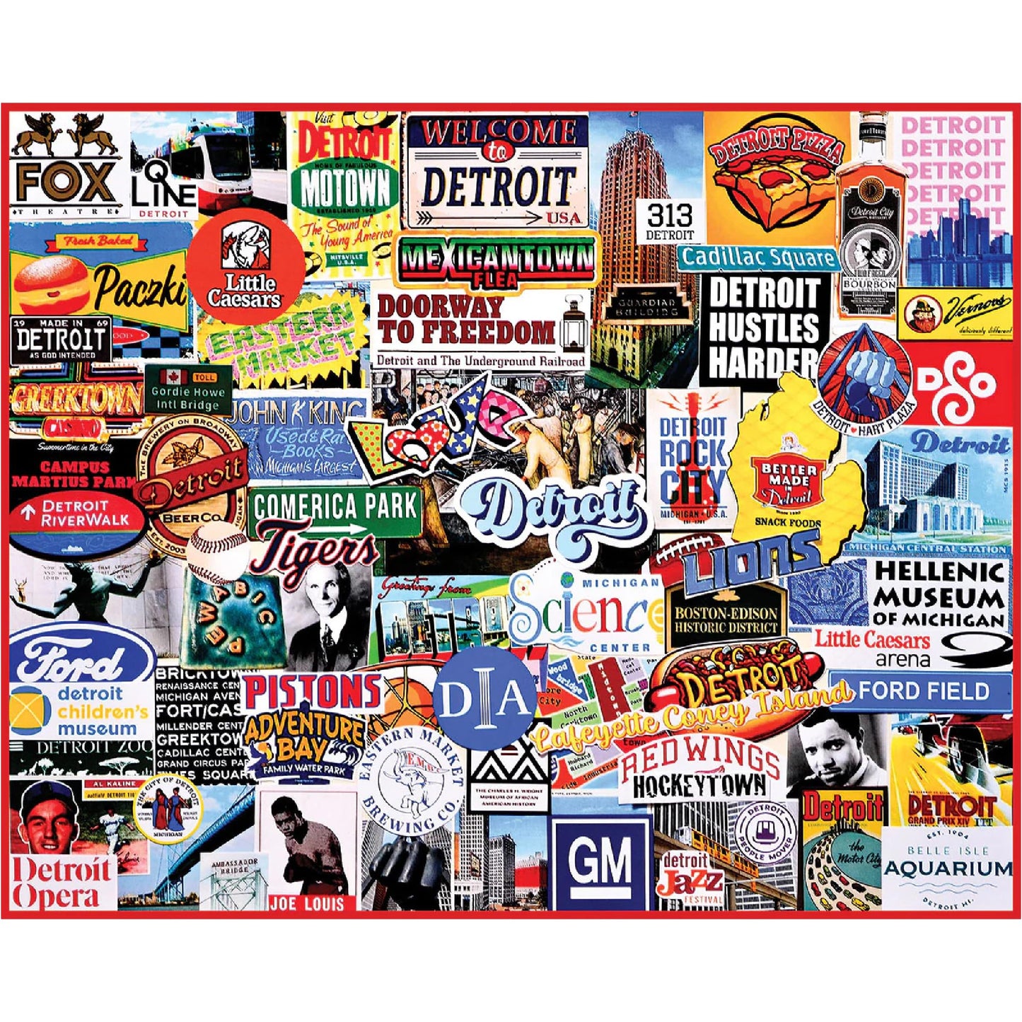White Mountain 1000 Piece Jigsaw Puzzle City Collage, I Love Detroit