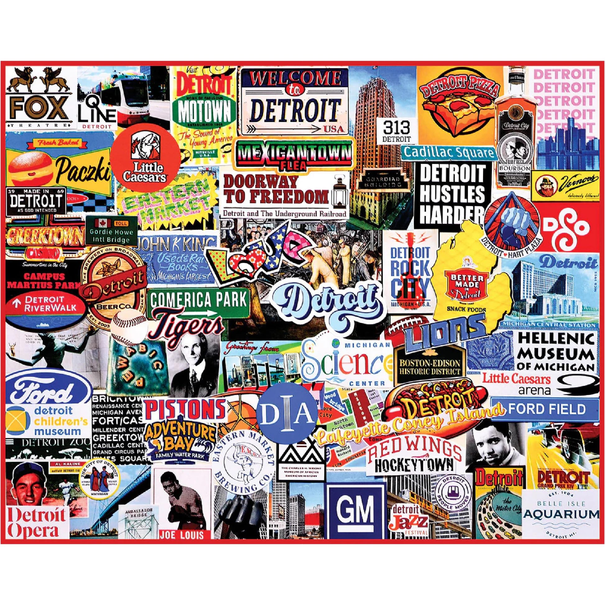 White Mountain 1000 Piece Jigsaw Puzzle City Collage, I Love Detroit