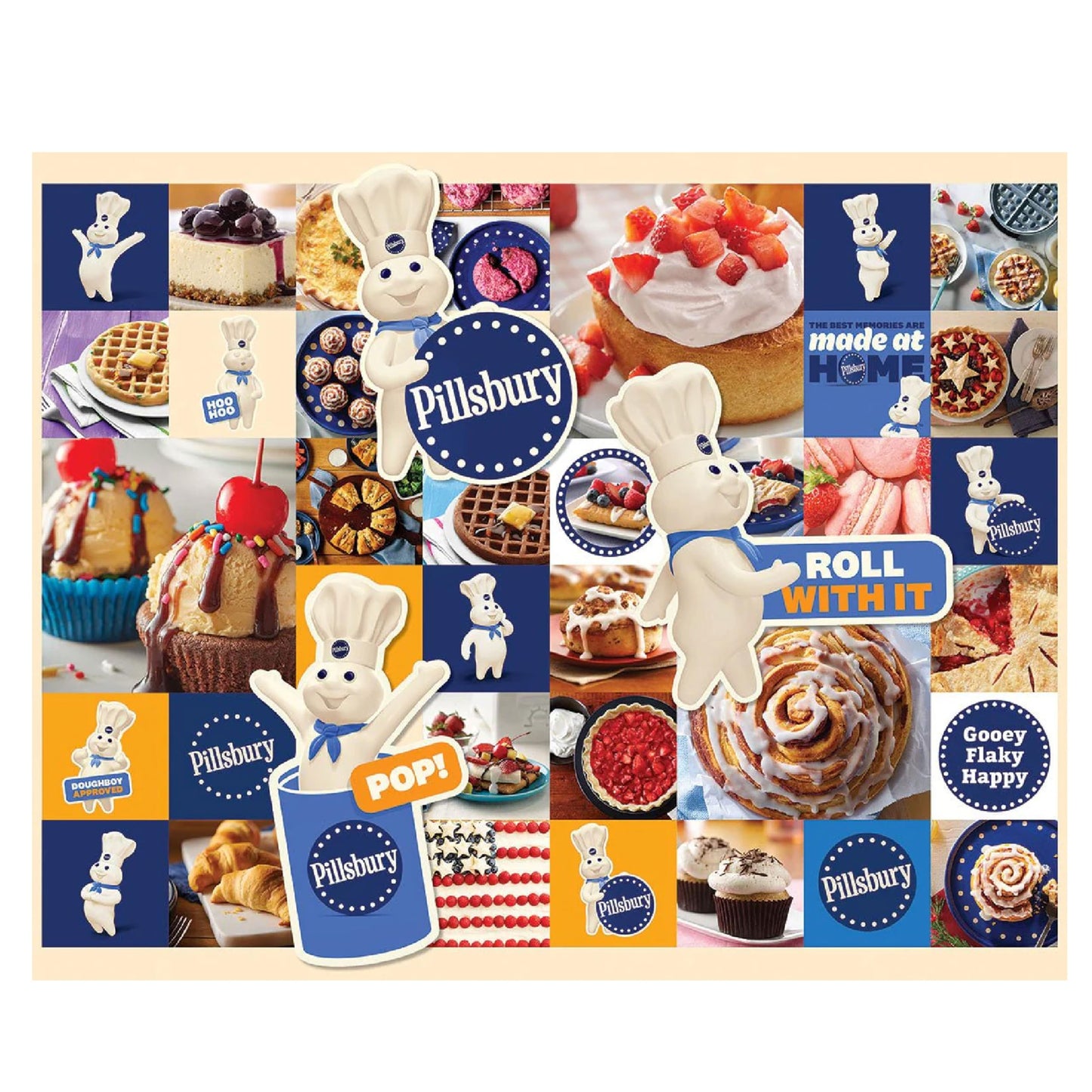 White Mountain 1000 Piece Jigsaw Puzzle Nostalgic Desserts Collage Puzzles with Large Pieces, Gift for Adults and Family 24"x30" - Pillsbury