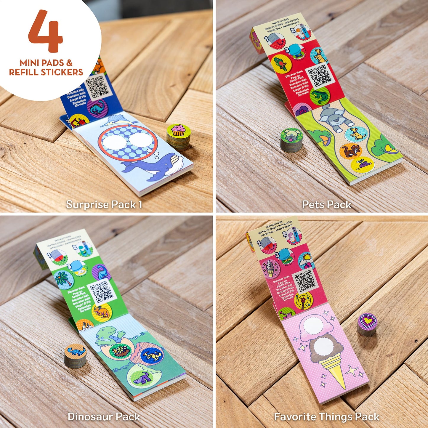 Melissa & Doug Sticker Wow! Mini Activity Pad & Refill Stickers 4-Pack Set