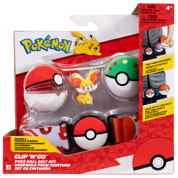 Pokémon Fenniken Clip ‘N’ Go Belt Set - 2-Inch Fenniken Battle Figure with Poké Ball, Friend Ball, and Fire-Type Themed Belt