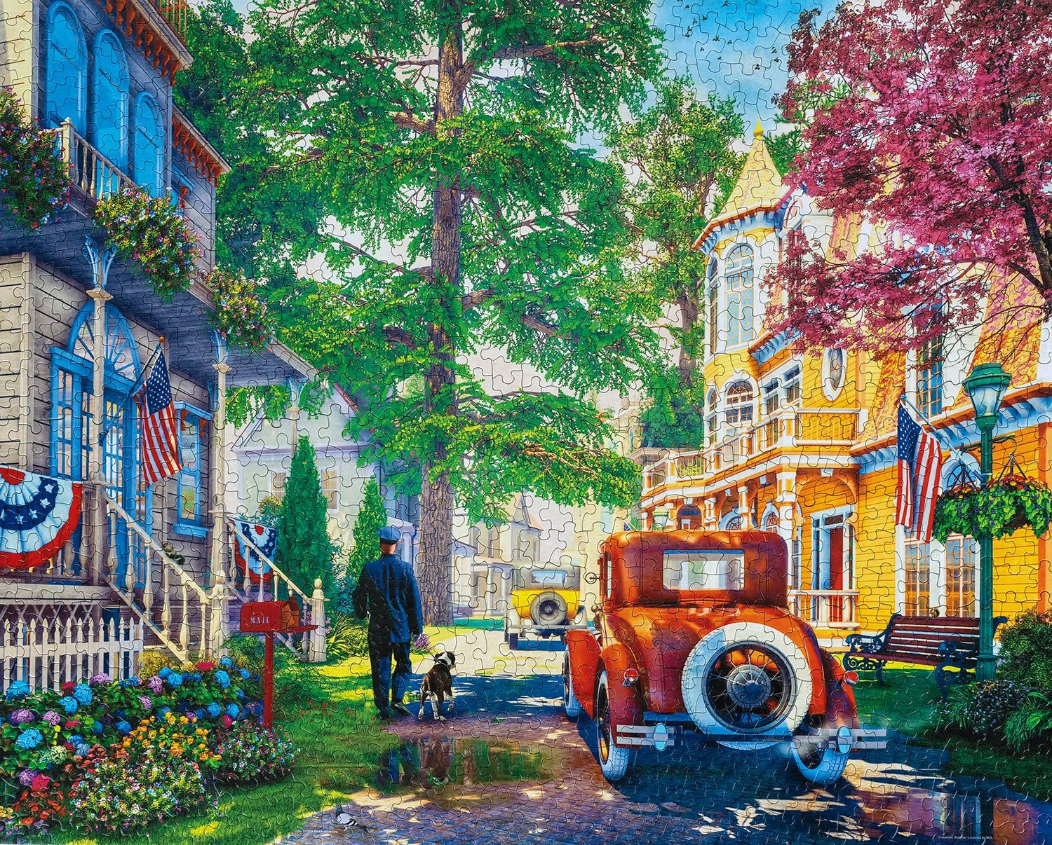 Springbok 4th of July Walk 1000 Piece Jigsaw Puzzle for Adults - Independence Day in the Neighborhood - Unique Cut Pieces - Made in USA