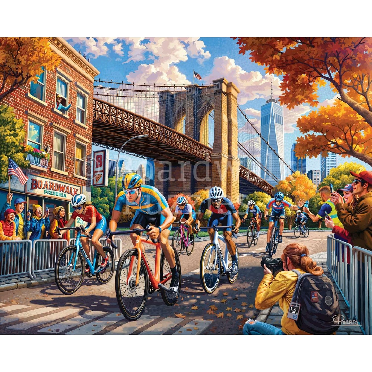 Boardwalk Bike Race 1000 Piece Jigsaw Puzzle FunNew York Sports Puzzles with Premium Box, Gift for Adults and Family 19"x26"