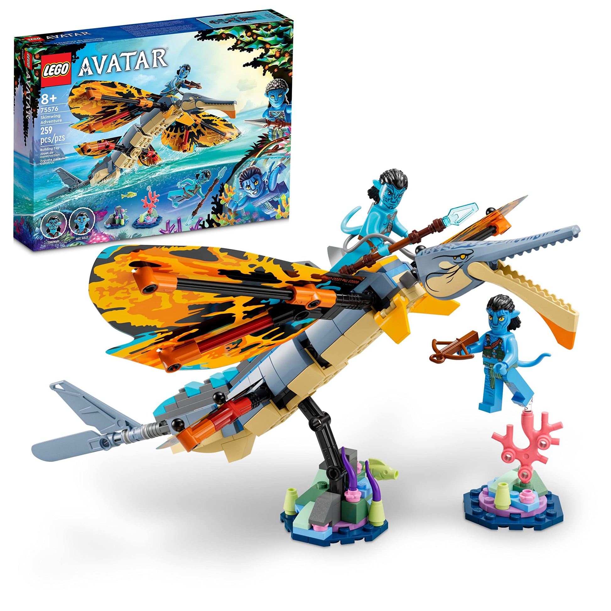 LEGO Avatar: The Way of Water Skimwing Adventure 75576 Collectible Set with Toy Animal for Boys & Girls, Pandora Coral Reef Scene, Jake Sully