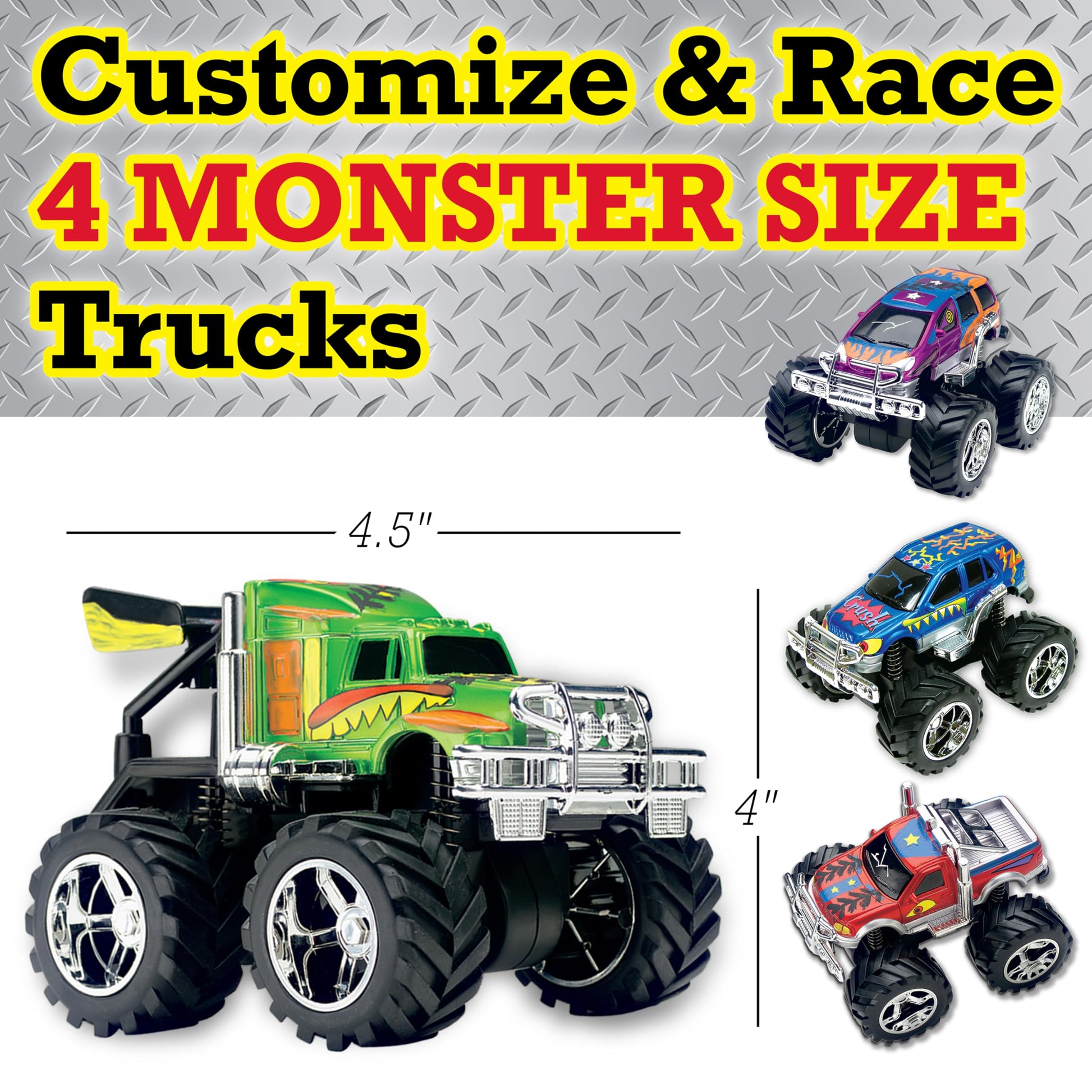 Creativity for Kids Monster Truck Custom Shop - Customize 4 Monster Trucks, Gifts for Boys (Ages 5+)