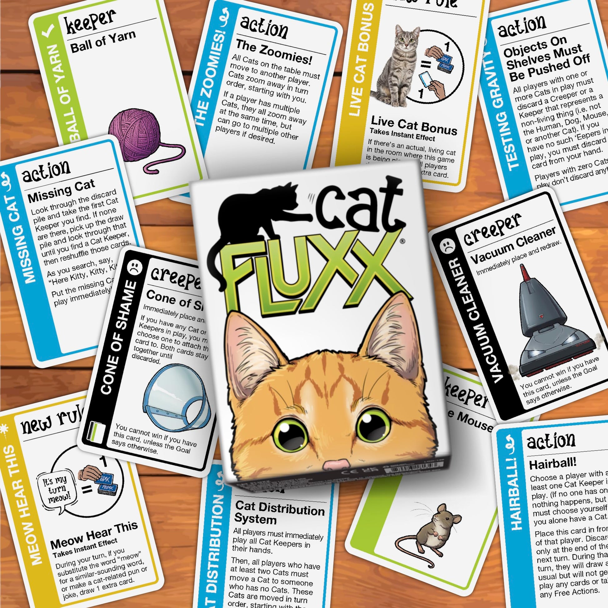 Looney Labs Cat Fluxx - The Cat-Themed Card Game of Feline Fun, 1-6 Players