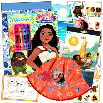 Disney Moana Coloring Book and Stickers Gift Set - Bundle Includes Coloring Book, Moana Sticker Set, and 2-Sided Door Hanger in Specialty Gift Bag