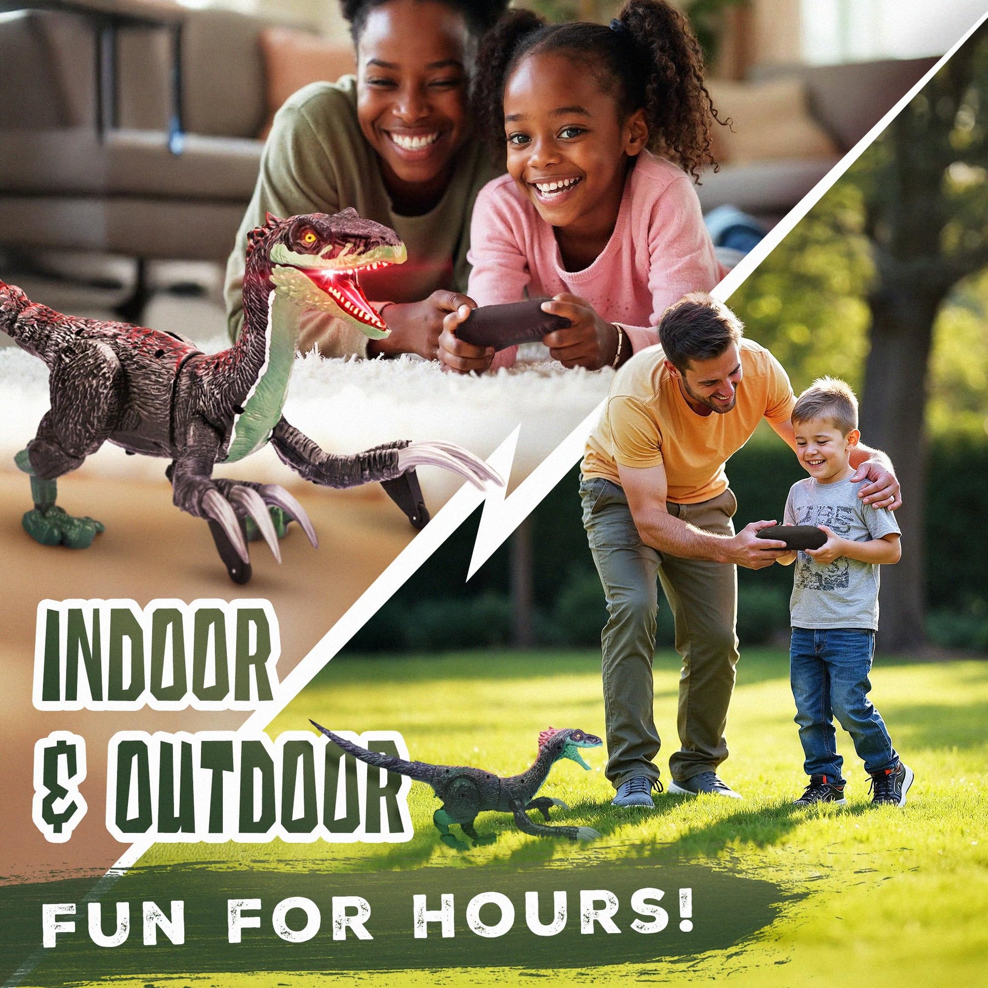 Remote Control Dinosaur Toy for Kids - RC Dinosaur - Walking Velociraptor Toy with Mist Spray, Lights & Roar - Birthday Gift Ideas for Boys and Girls