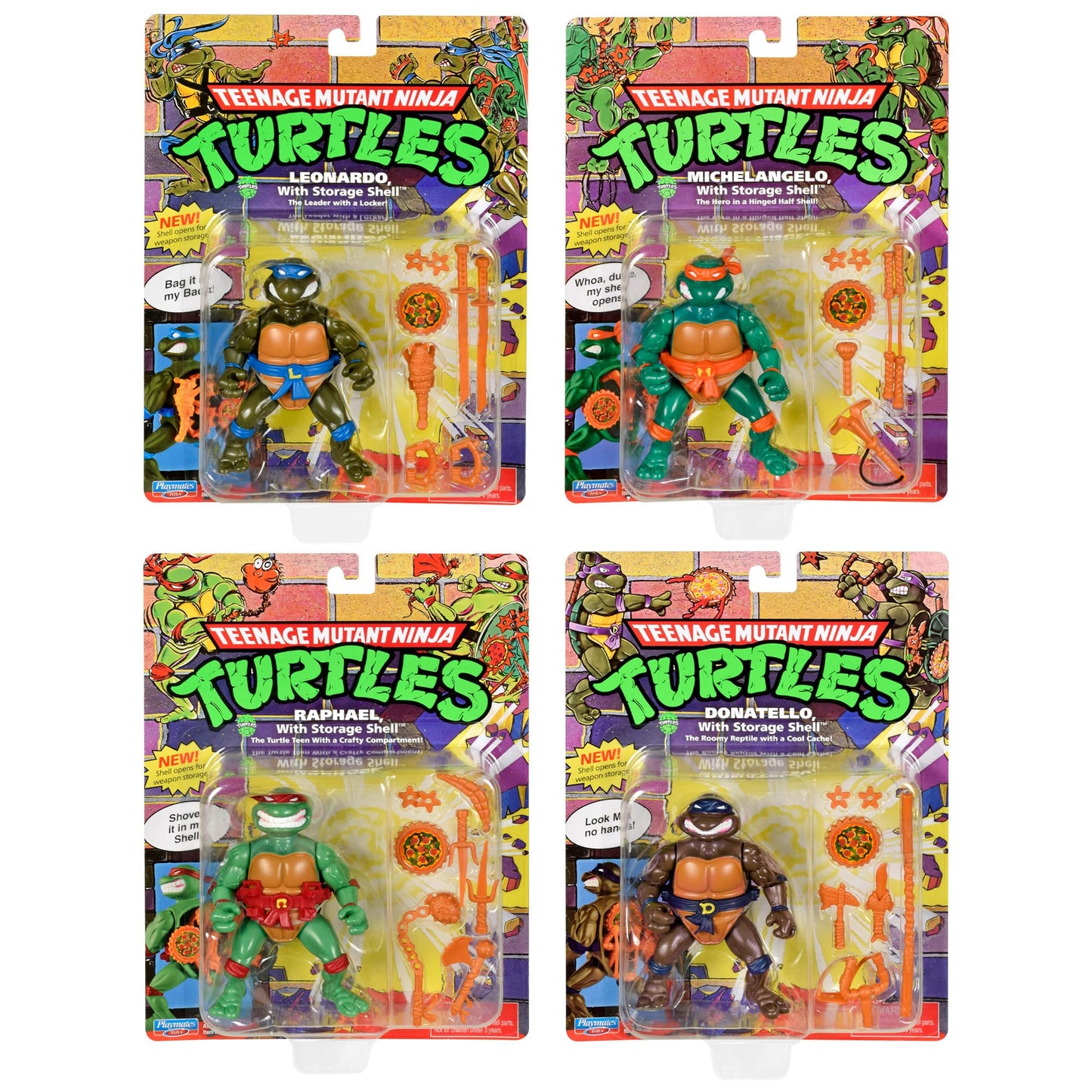 Teenage Mutant Ninja Turtles: Classic 4" Turtles 4-Pack Figure Bundle by Playmates Toys