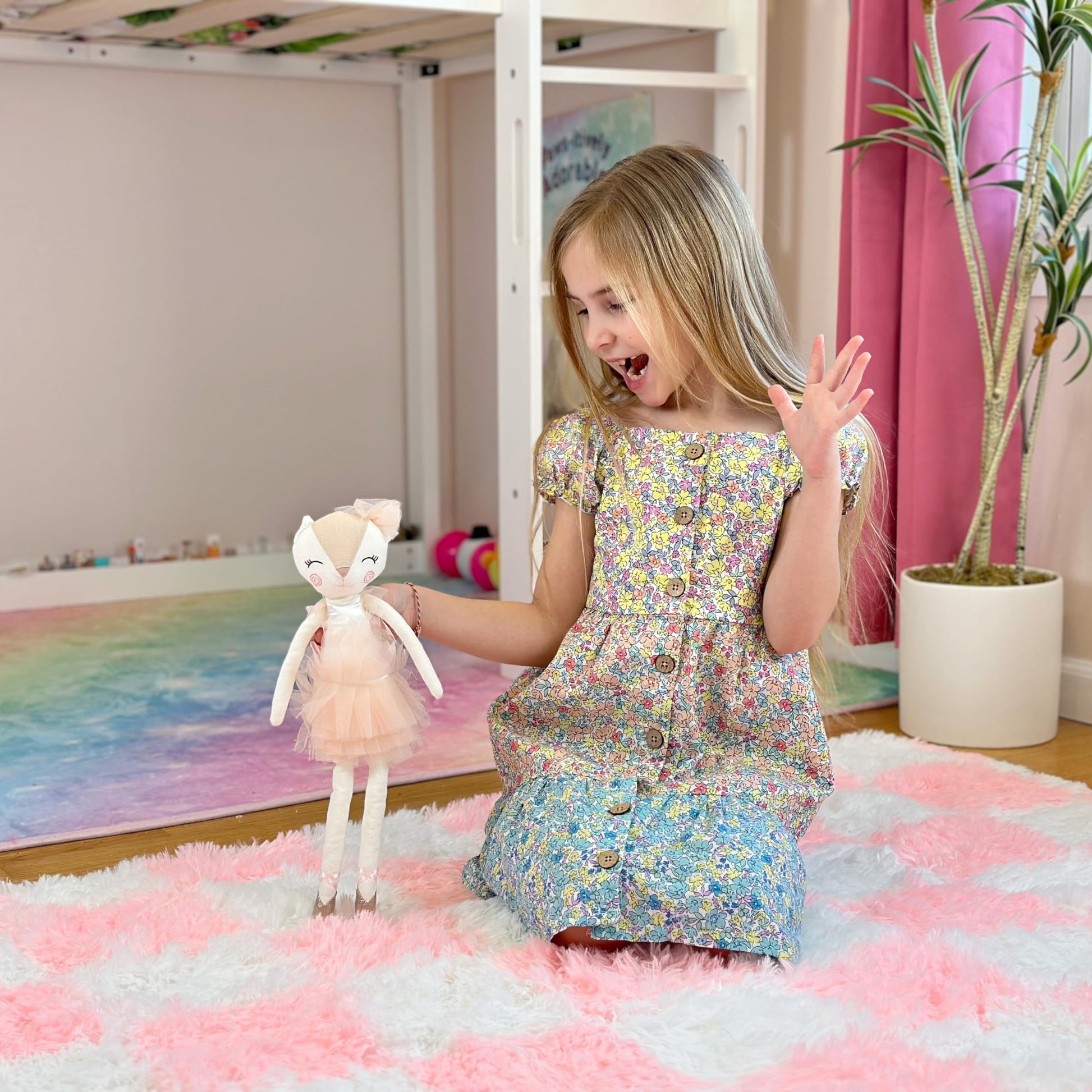 Laila and Lainey Ballerina Cat Stuffed Animal - 16.5” Plush Cat with Tutu - Ballet Recital Gift for Girls