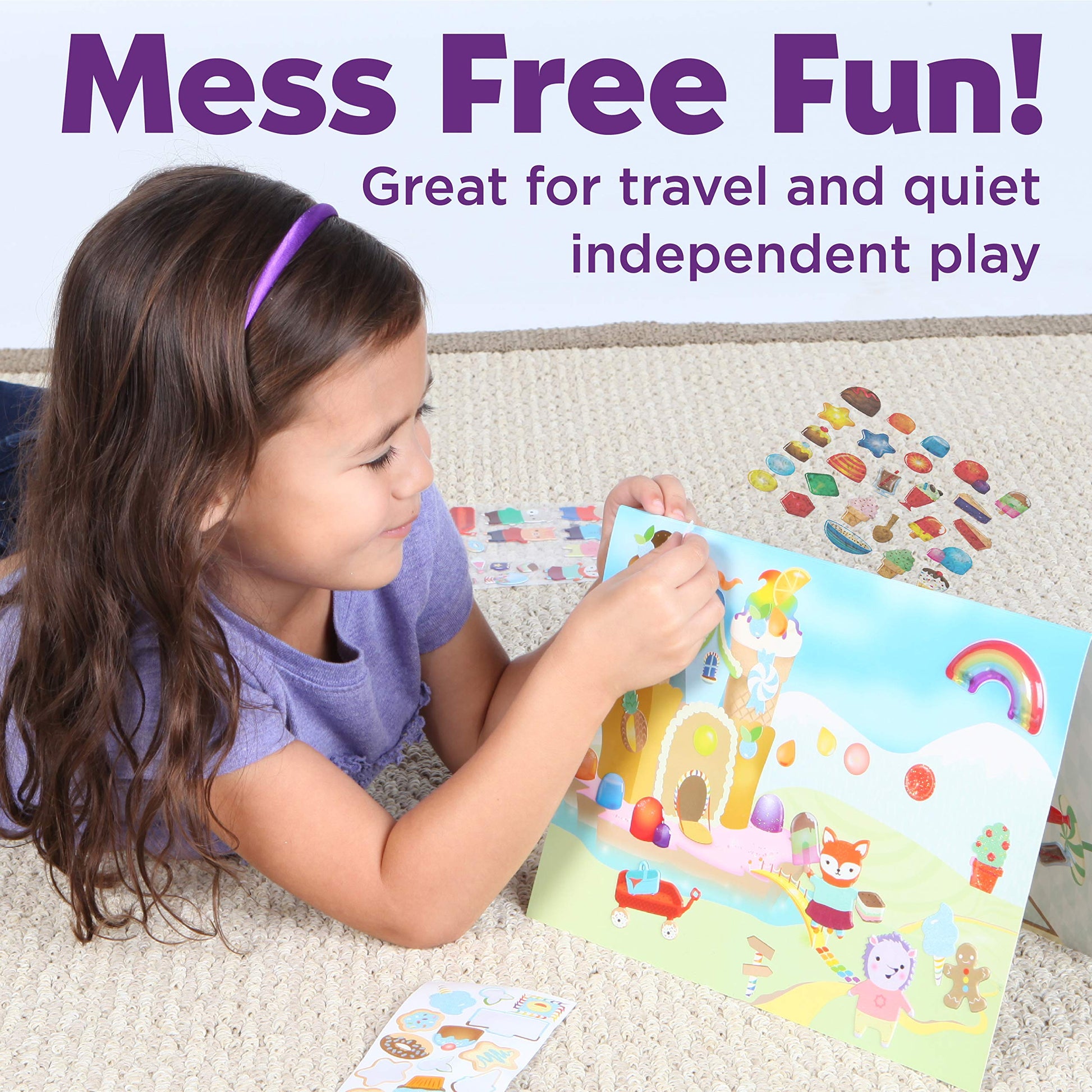 Creativity for Kids Sensory Sticker Playset - Sweetsville - 100+ Sensory Stickers and Play Scenes - Gifts for Boys and Girls Ages 4+, Multi