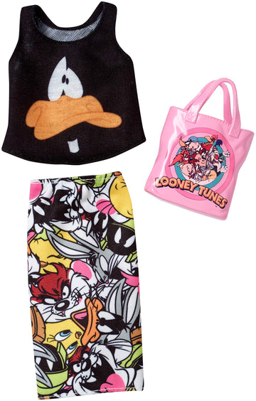 Barbie Clothes: Looney Tunes Daffy Duck Top & Character Skirt Doll & Accessory