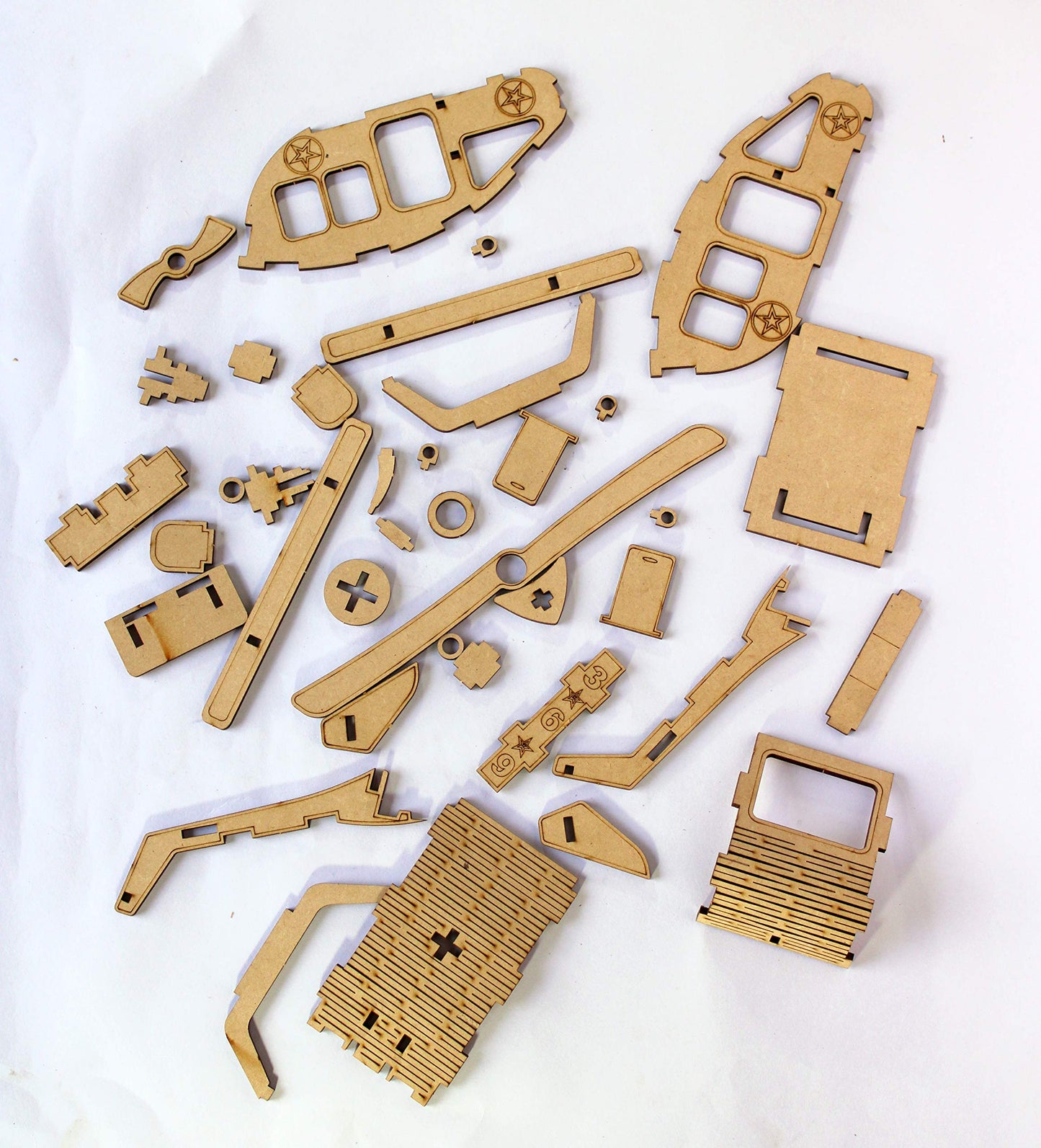 StonKraft Wooden 3D Puzzle Helicopter - Home Decor, Construction Toy, Modeling Kit, School Project - Easy to Assemble
