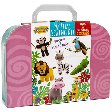 Peachy Keen Crafts Kids Sewing Kit, Learn to Sew for Ages 8-12, Beginner Felt Craft Kit, Make 6 Fun Stuffed Animals and A Pin Cushion, Teach Basic