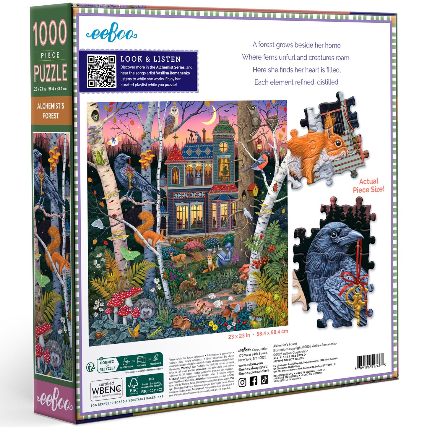 eeBoo Alchemist's Forest 1000 Piece Square Jigsaw Puzzle, 23" x 23"