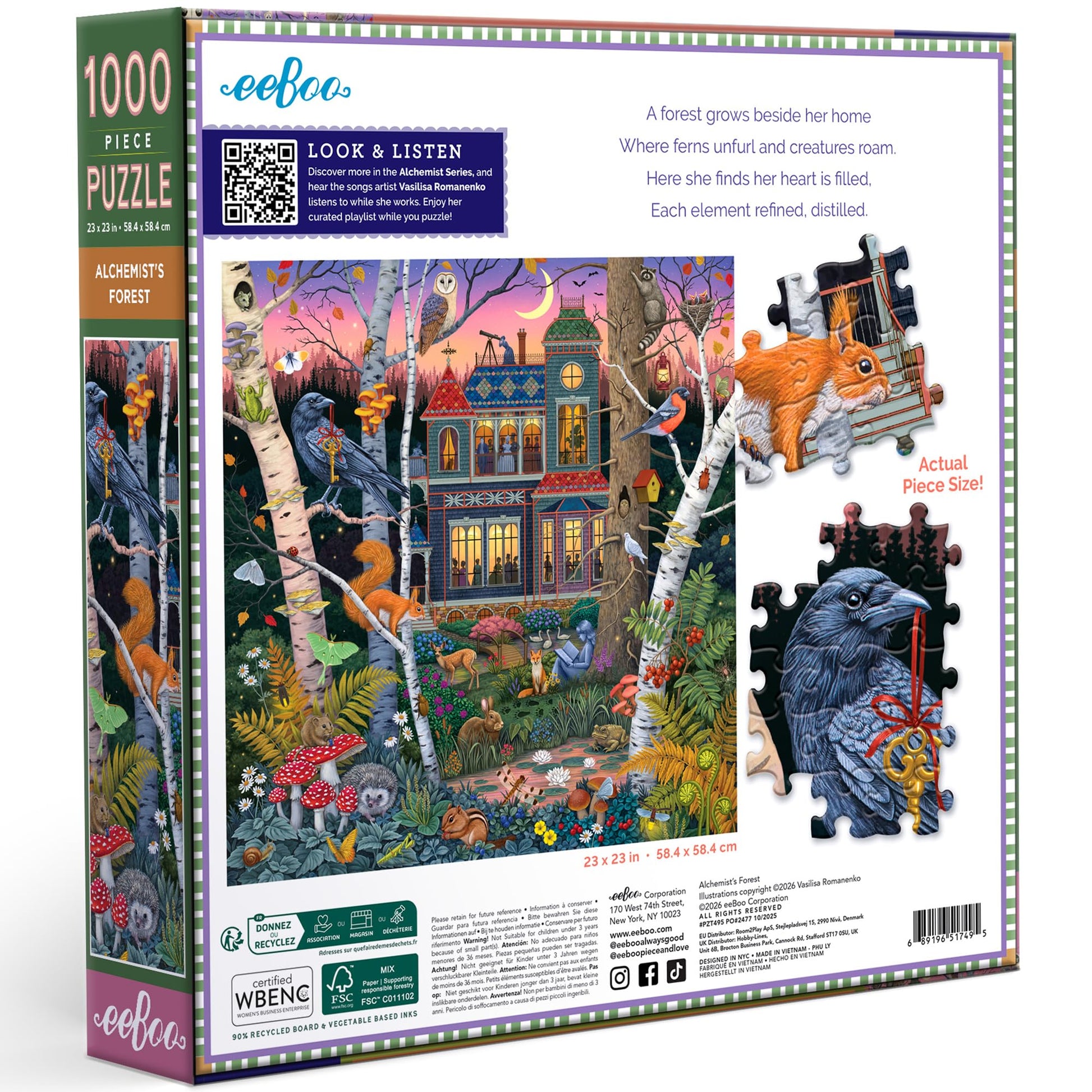 eeBoo Alchemist's Forest 1000 Piece Square Jigsaw Puzzle, 23" x 23"