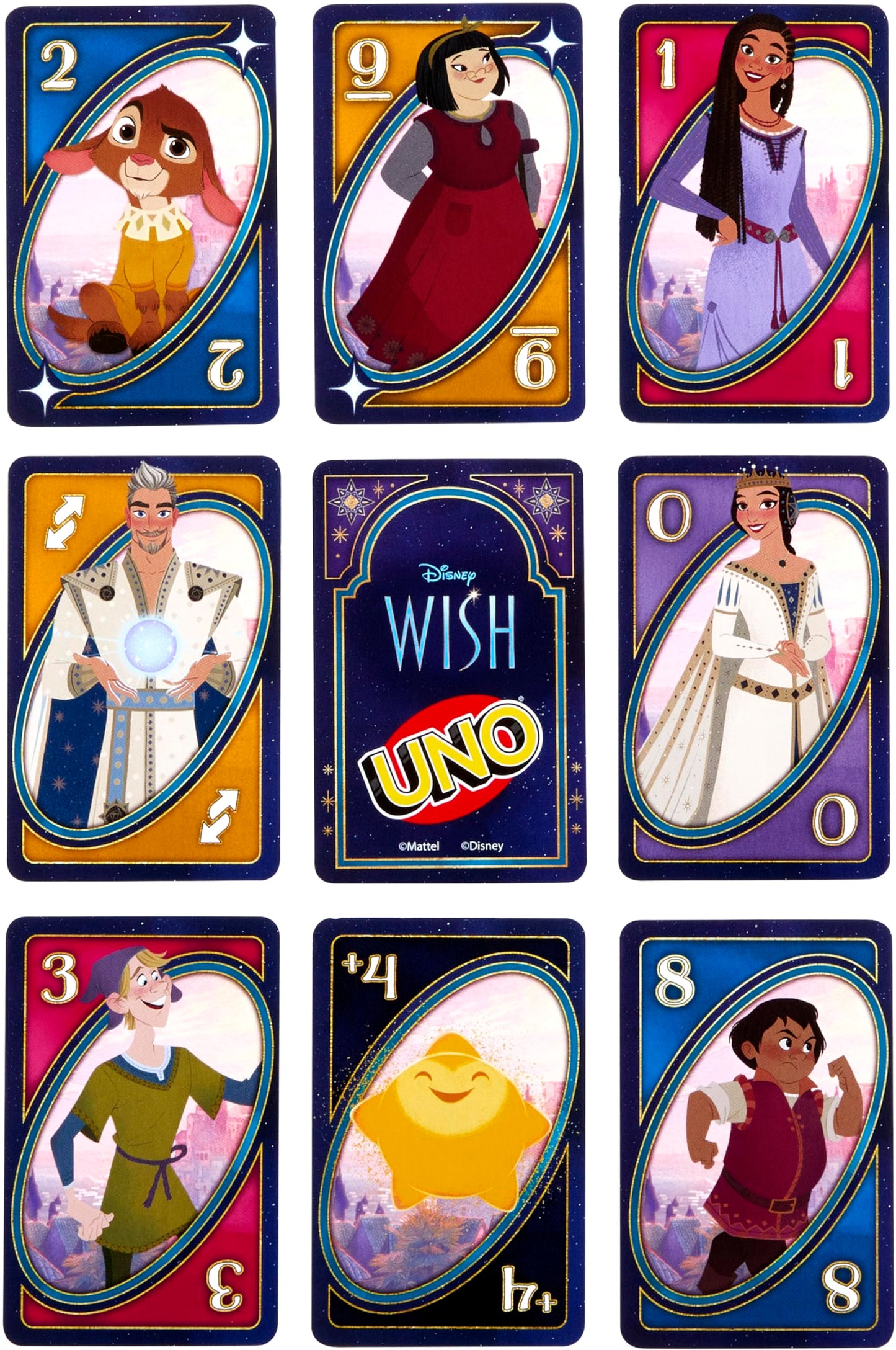 Mattel Games UNO Disney Wish Card Game for Kids, Family Night & Adults with Characters from The Movie & Special Rule, 2 to 10 Players