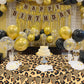 Leopard Party Decorations Cheetah Happy Birthday Banner Cheetah Theme Balloons Leopard Print Tablecloth for Safari Wild Birthday Party Supplies (Gold