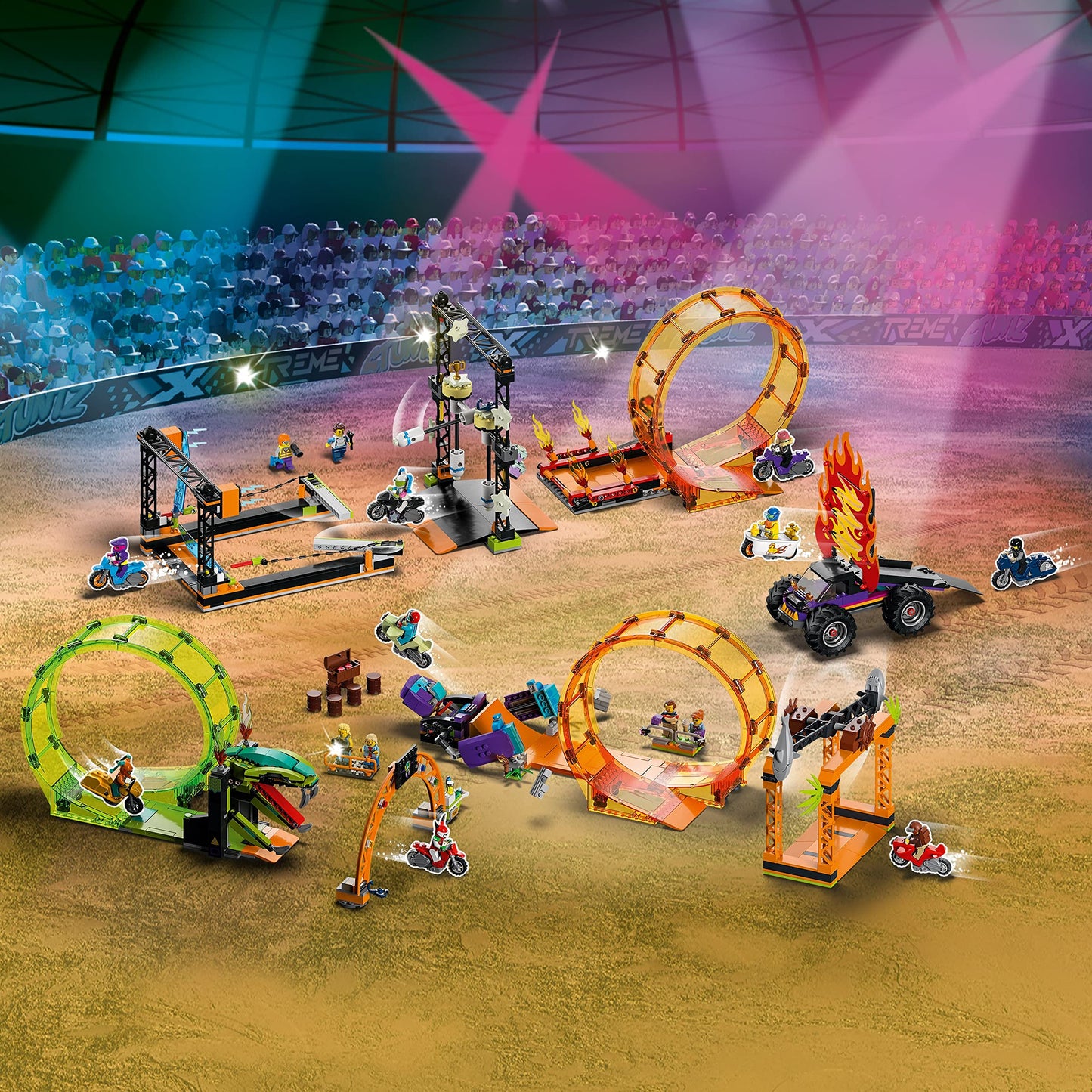 LEGO City Stuntz The Shark Attack Stunt Challenge Adventure Series Toy with Flywheel Powered Stunt Bike & Racer Minifigure, Toys for Kids Years Old
