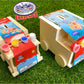 M?tty's Toy Stop Design & Paint Your Own Wooden Train & Truck Banks (Each Includes 4 Paints & 1 Brush) Gift Set Bundle - 2 Pack