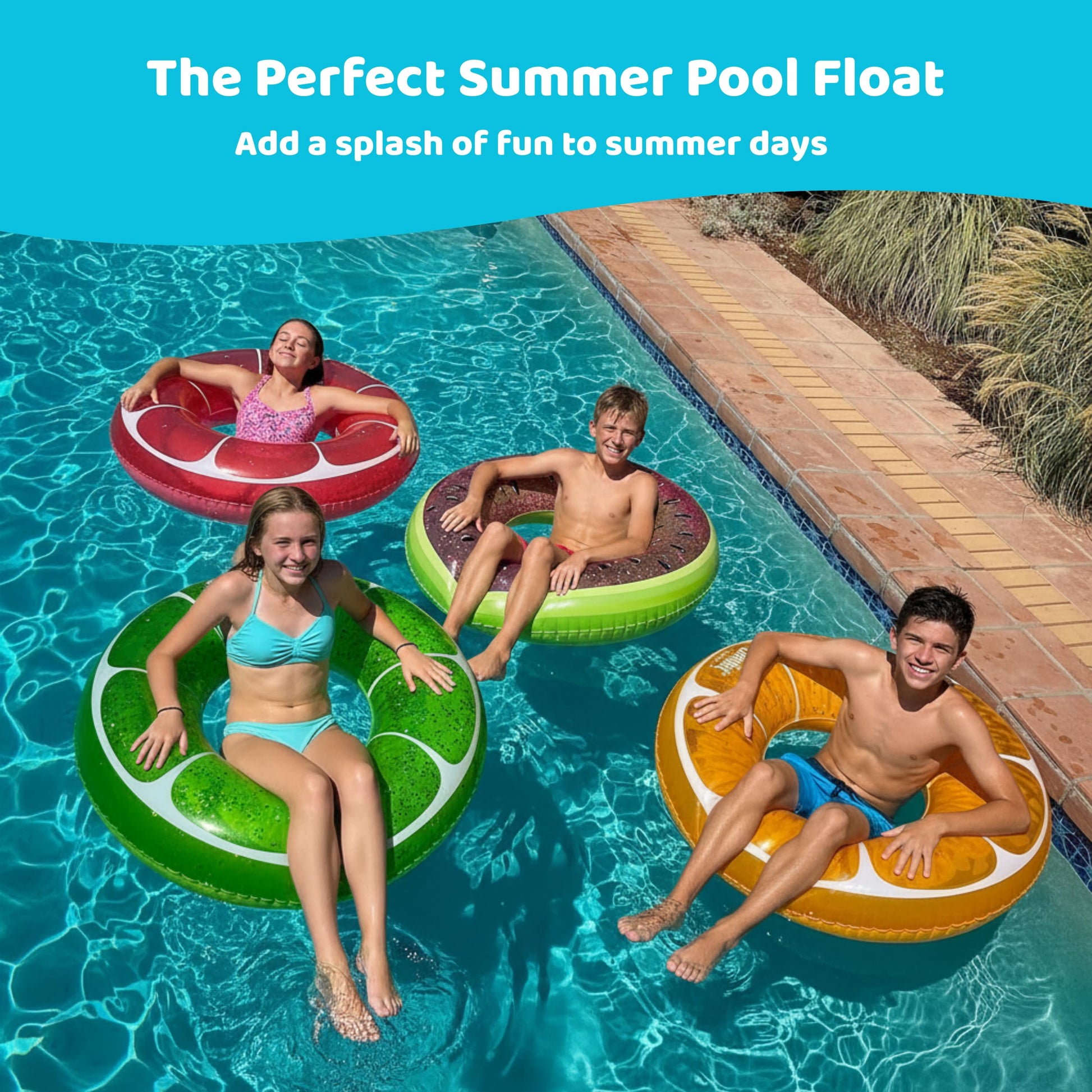 CocoNut Float Juicy Watermelon Glitter Pool Float, Inflatable Ring Float
