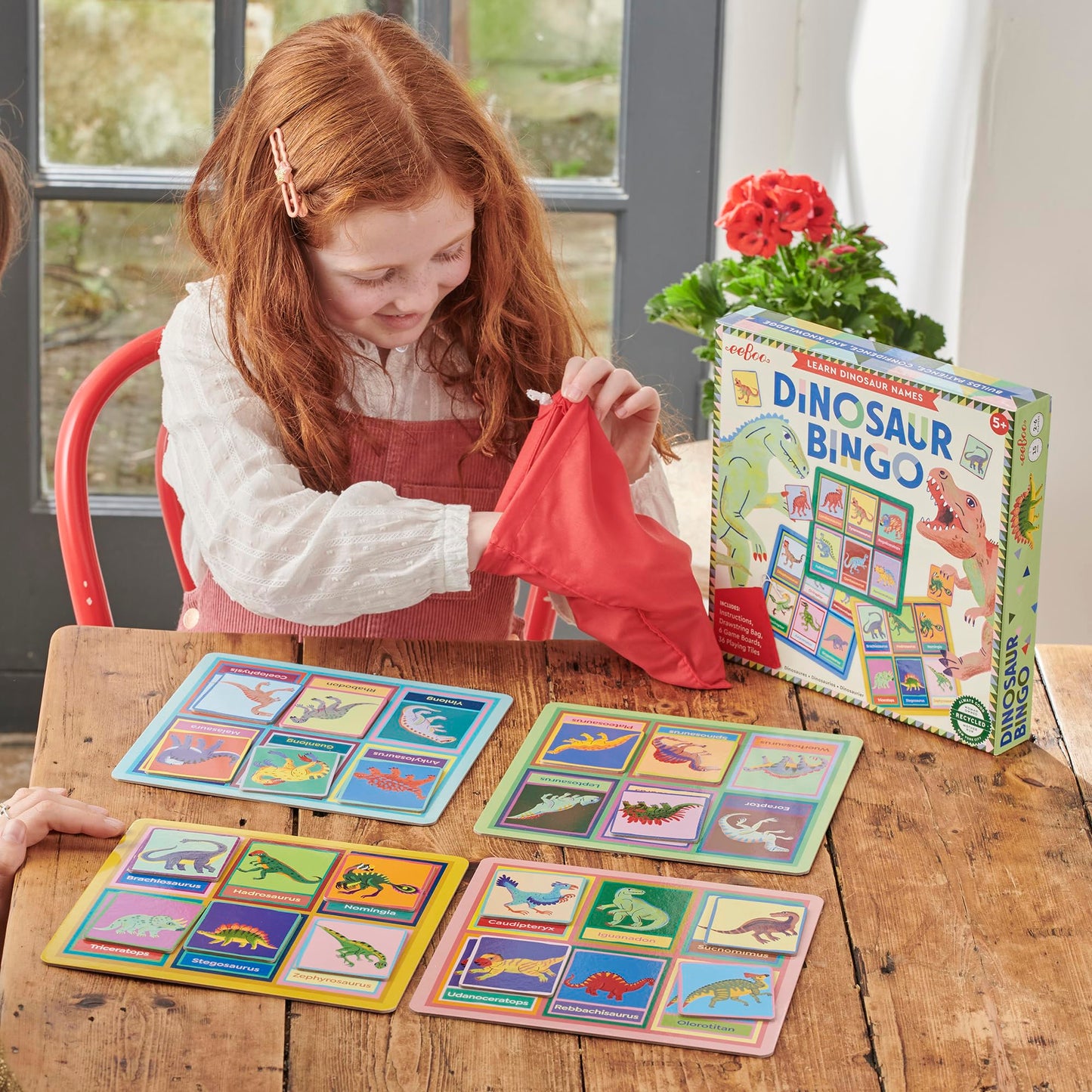 eeBoo: Dinosaur Bingo for Kids Ages 5+, Prehistoric Theme Learning Game that Teaches Dinosaur Names & Builds Vocabulary