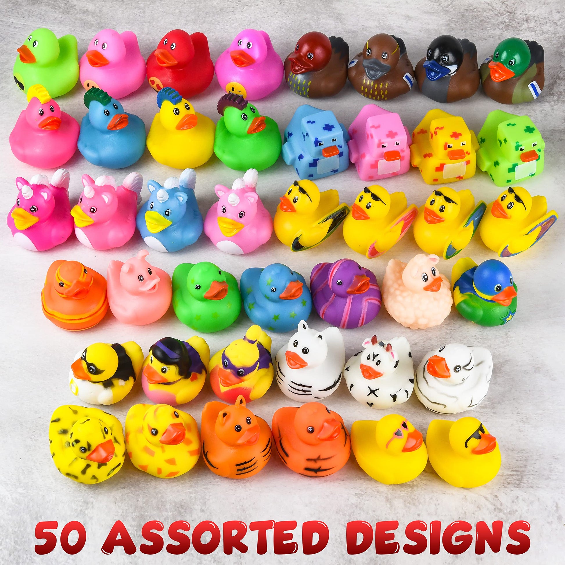 Rubber Ducks for Jeep Ducking 50 PCS Assorted Rubber Ducks for Duckies Games, Jeeps Ducking / Cruise Ships and Bath / Pool Play - Small 2 Inch Rubber