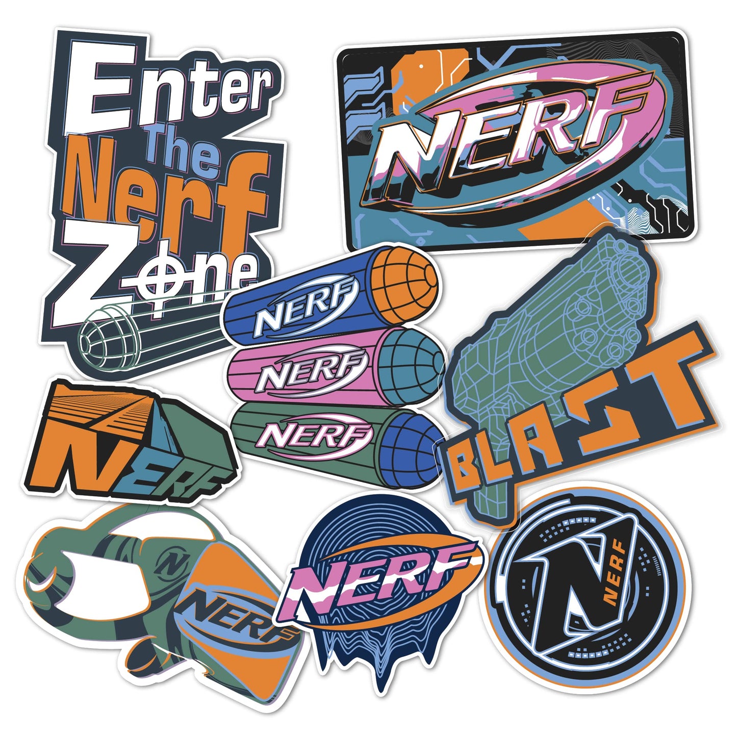 Desert Cactus Nerf Sticker - 8 Sticker Vinyl Decal Laptop Water Bottle Car Scrapbook Decorations Birthday Favor Party Supplies (2-6)