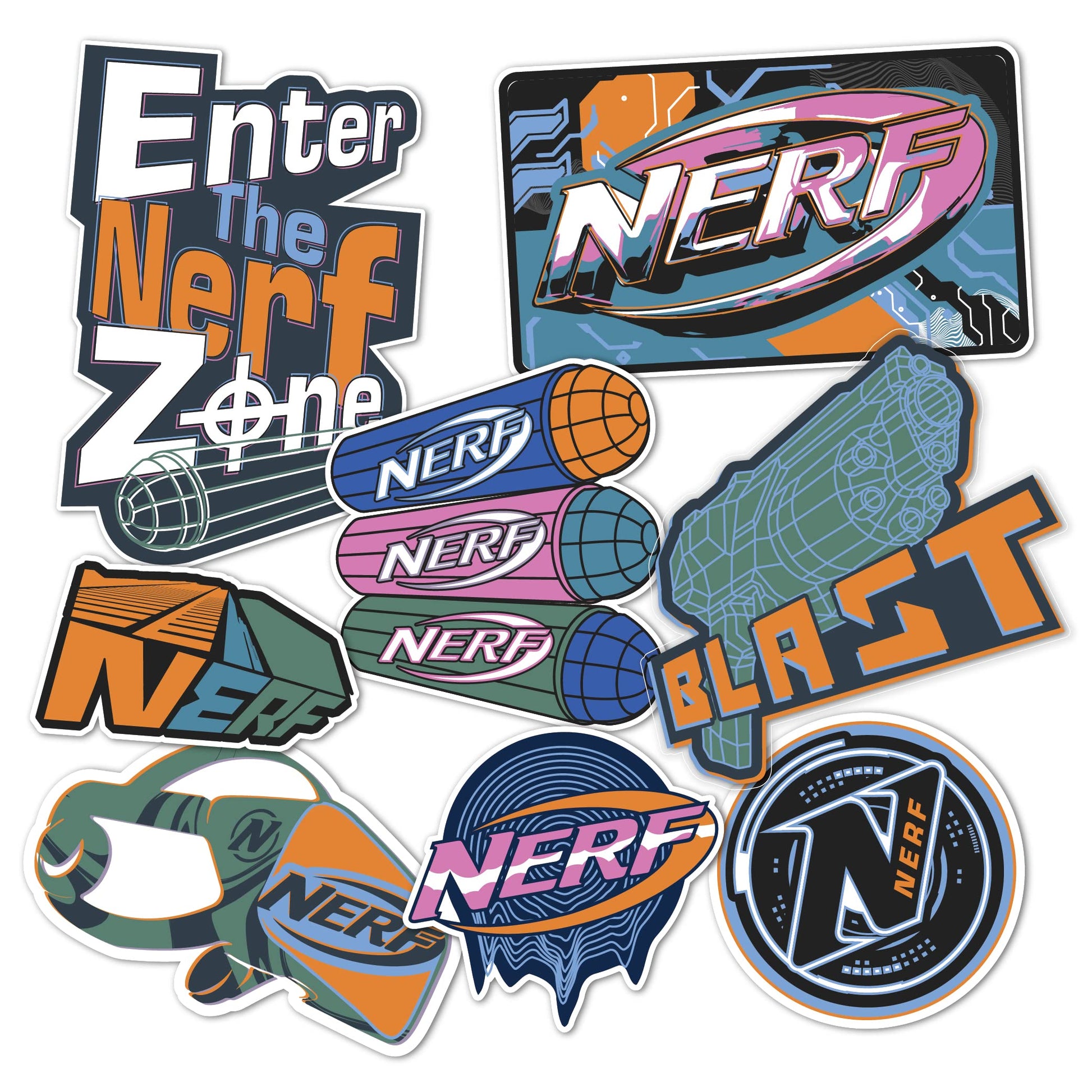 Desert Cactus Nerf Sticker - 8 Sticker Vinyl Decal Laptop Water Bottle Car Scrapbook Decorations Birthday Favor Party Supplies (2-6)