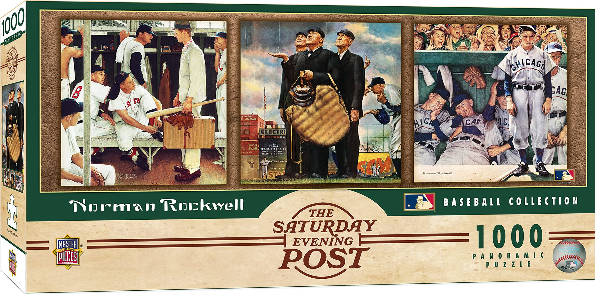 MasterPieces 1000 Piece Jigsaw Puzzle for Adults, Family, Or Kids - Baseball Collection by Norman Rockwell - 13"x39"