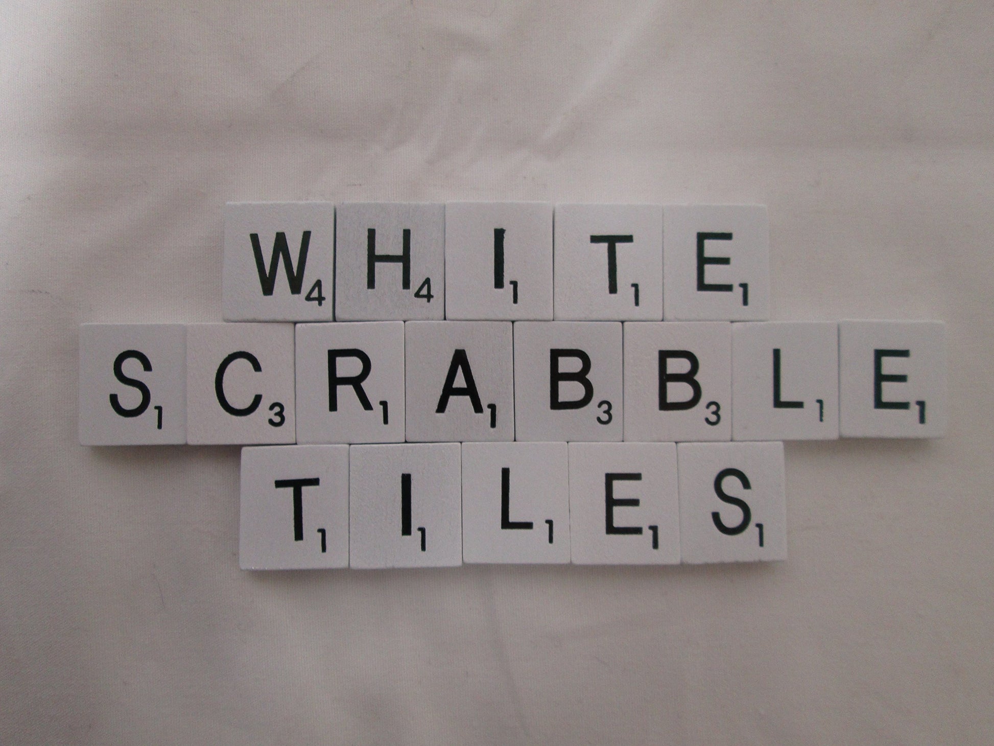 WHITE Wood Scrabble Tiles with Black Letters ~ Set of 100 Tiles ~ Weddings!, Game Replacement, Scrapbooking, Crafts, Messages, Etc.
