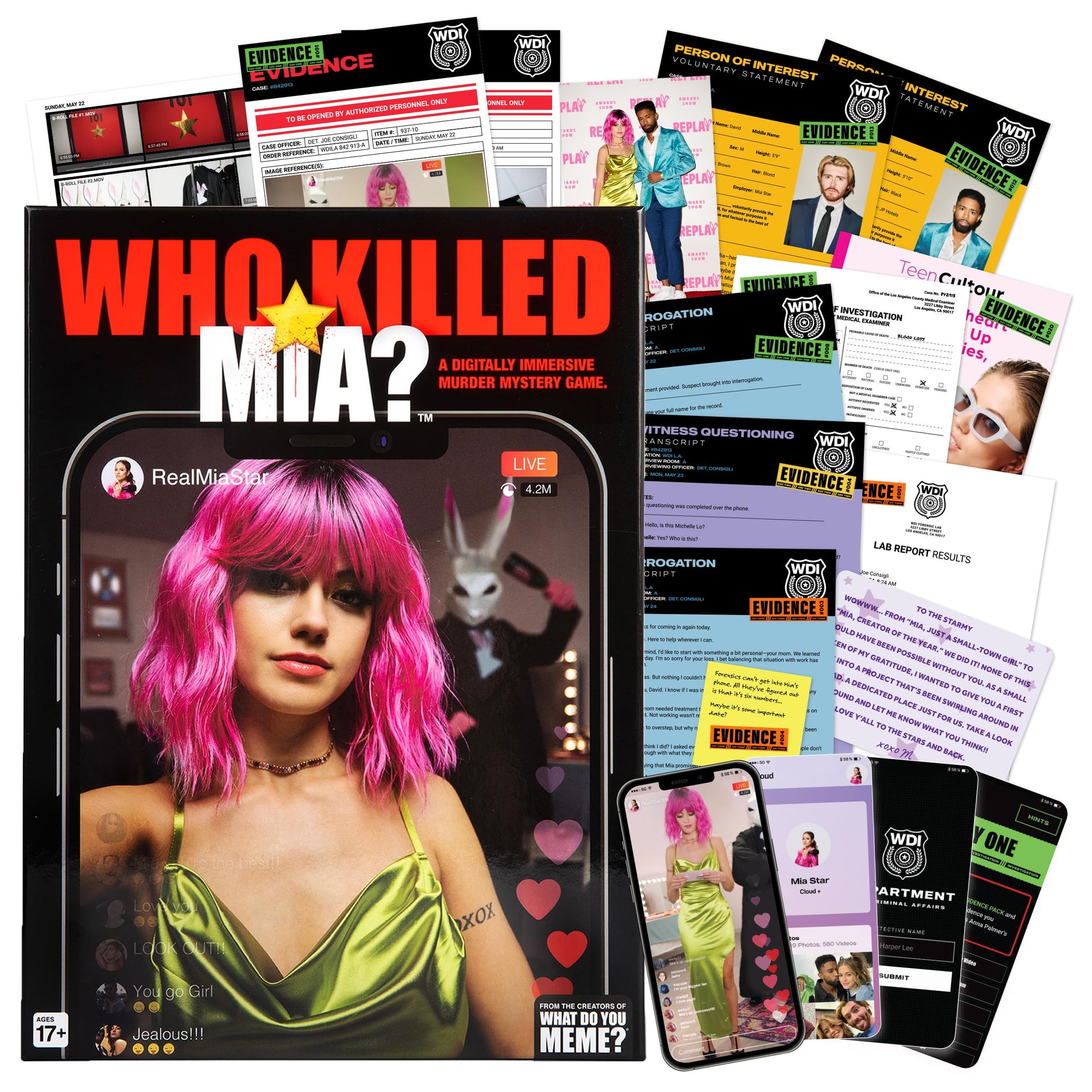 What DO You Meme? Who Killed Mia - A Modern Murder Mystery Game True Crime Solving Games for Adults, Find Out who Killed Influencer Mia Star, for True