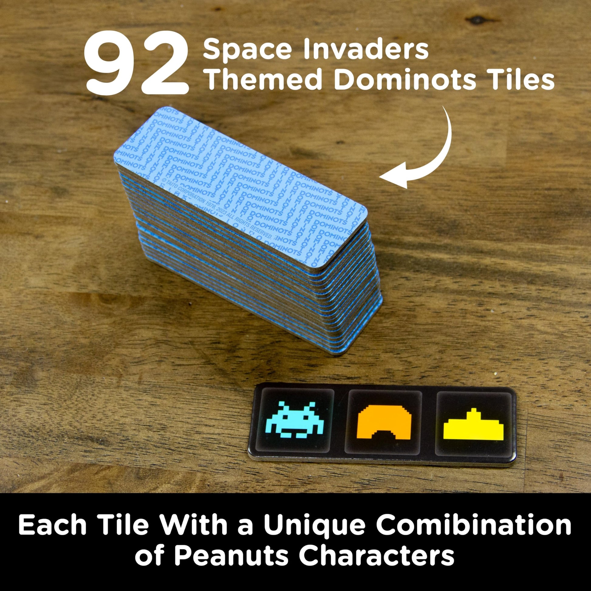 AQUARIUS Space Invaders Dominots Tile Game - Space Invader Themed Tile Game - Family Fun for Kids & Adults - Officially Licensed Space Invaders