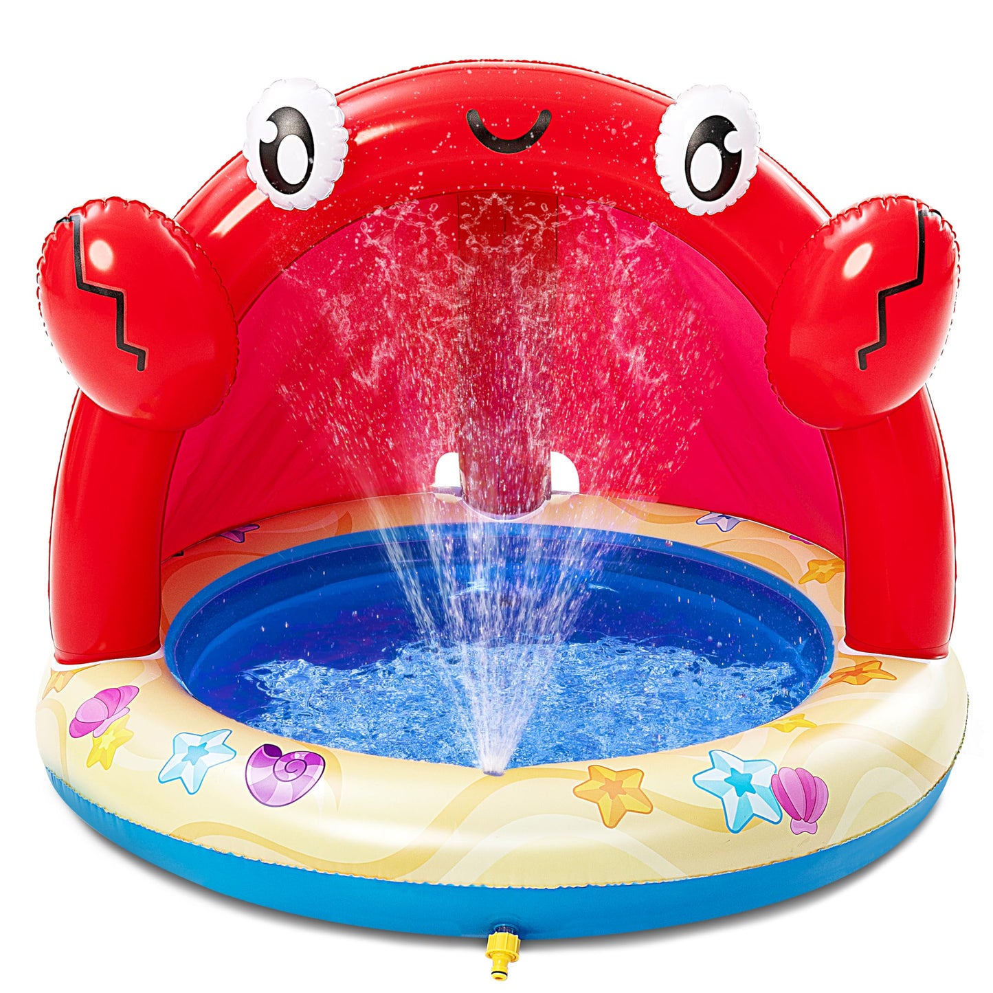 Sloosh Baby Pool Toddler Sprinkler, Crab Splash Pool with Canopy, Baby Wading Pool Inflatable Sprinkler for Learning, Children’s Water Pool Toys