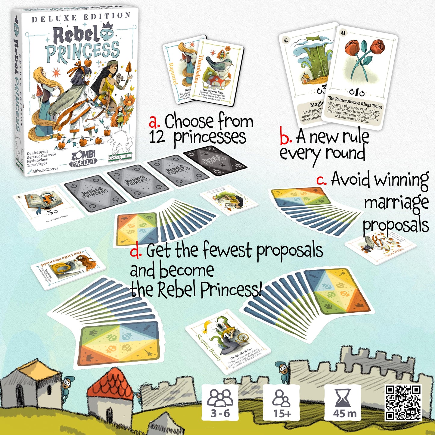 Bezier Games Rebel Princess Deluxe Edition Game Trick Taking Card Game with Unique Princess Powers and Dynamic Round Rules | Strategic Fantasy Party