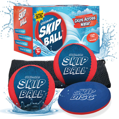Activ Life The Ultimate Water Skip Ball (2 Pack), Water Bouncing Toys, Fun Games at Beach, Lake, Swimming Pool, Birthday Gift for All Ages Kids