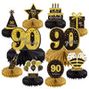 10PCS 90th Birthday Decorations Centerpieces for Table Decorations,Gold Black Happy 90th Birthday Honeycomb Table Topper Birthday Party Decoration