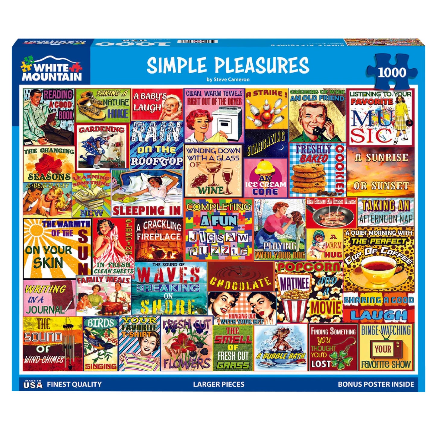 White Mountain 1000 Piece Jigsaw Puzzle Funny Collage, Simple Pleasures