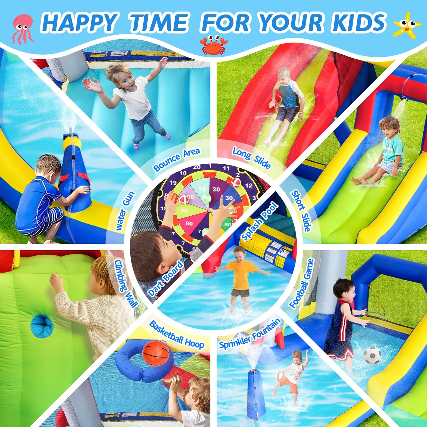 Bestsun Inflatable Bounce House Water Slide for Kids