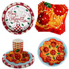Birthday Galore Spaghetti & Meatballs Themed Party Supplies for Kids and Adults - 64 Pieces Colorful & Fun Bon Appétit Tableware Disposable Set