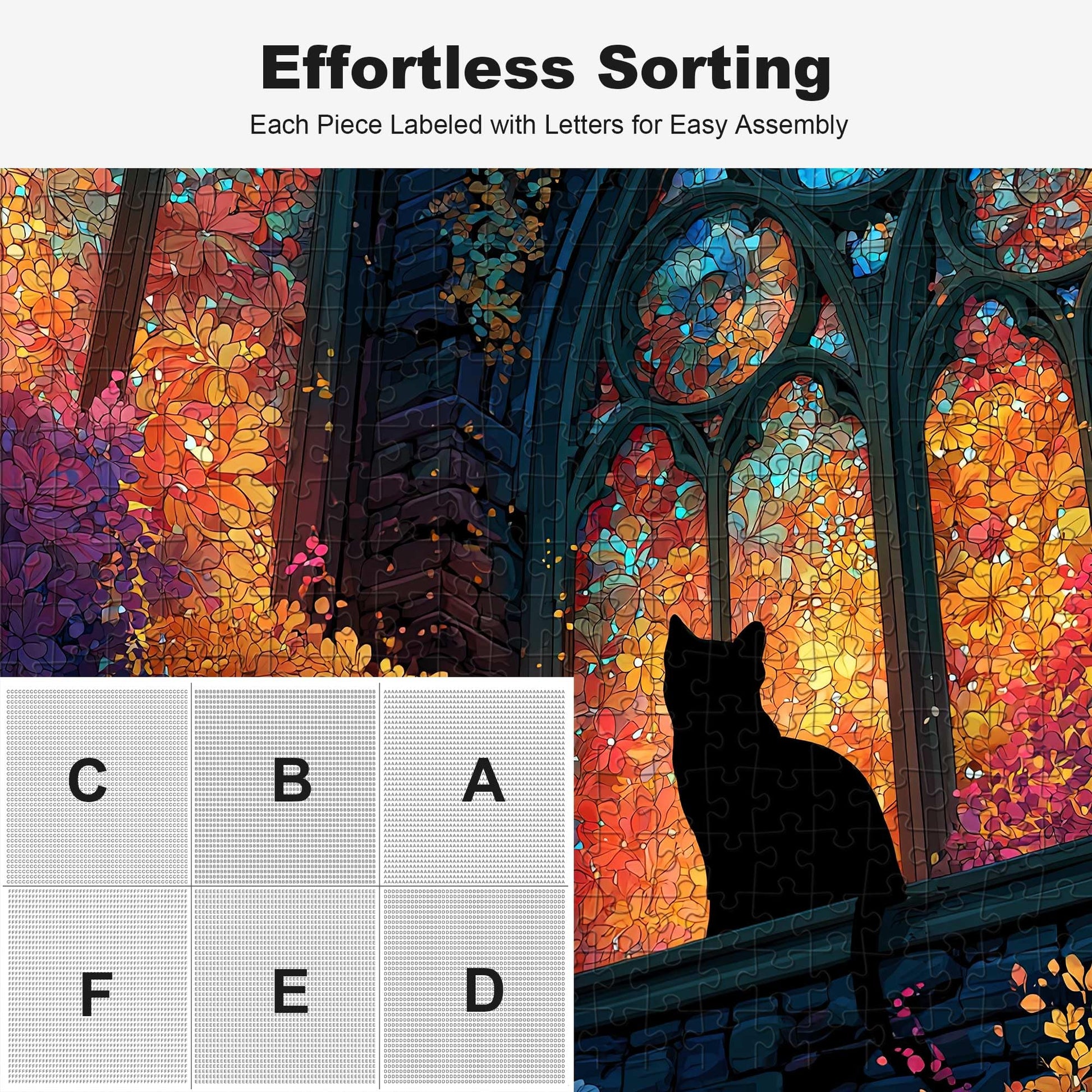 Moon Night Fantasy Puzzle 1000 Pieces for Adults, Stained Glass Art