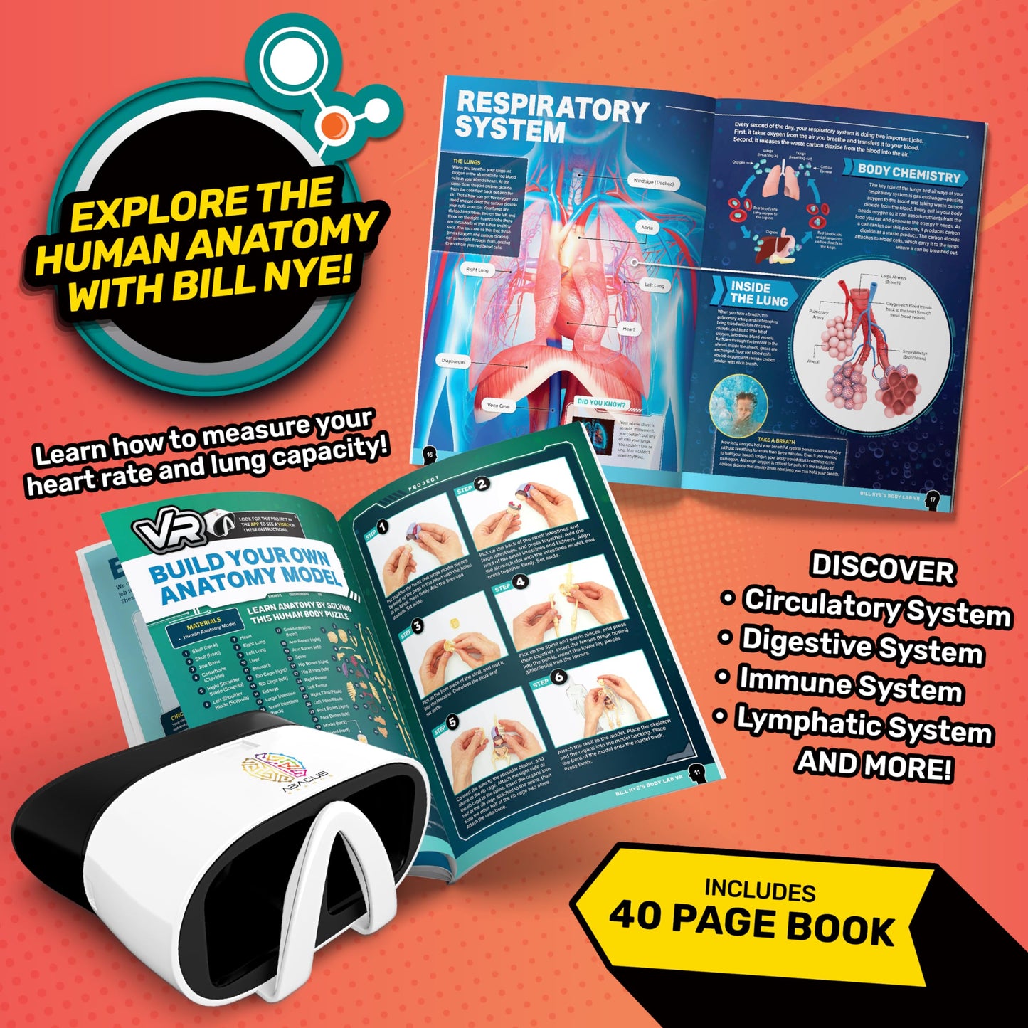 Abacus Brands Bill Nye's Science Squad Body Lab VR- Kids STEM Activity Set