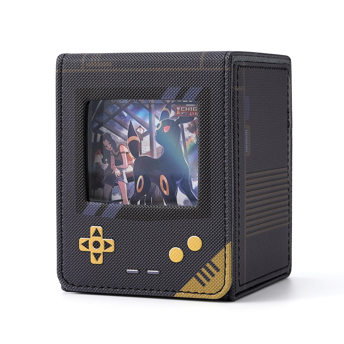 MTG Deck Box with Commander Display, Retro Game Console-Style Deck Case Fit 120 Single Sleeved Cards, PU Leather Magnetic Trading Card Storage Box