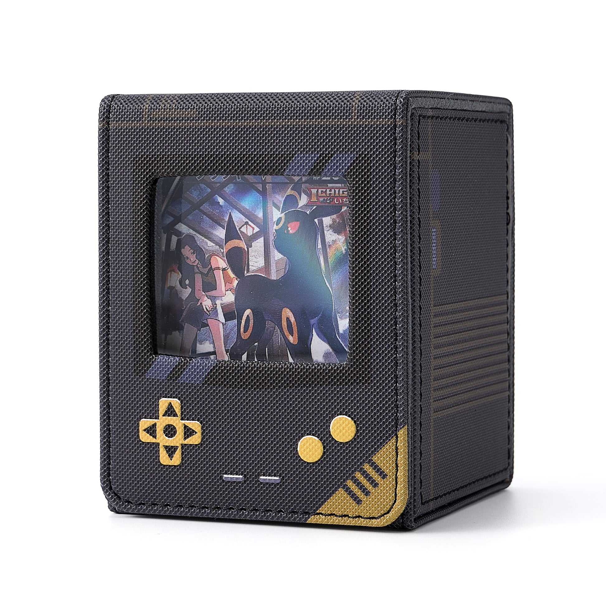 MTG Deck Box with Commander Display, Retro Game Console-Style Deck Case Fit 120 Single Sleeved Cards, PU Leather Magnetic Trading Card Storage Box