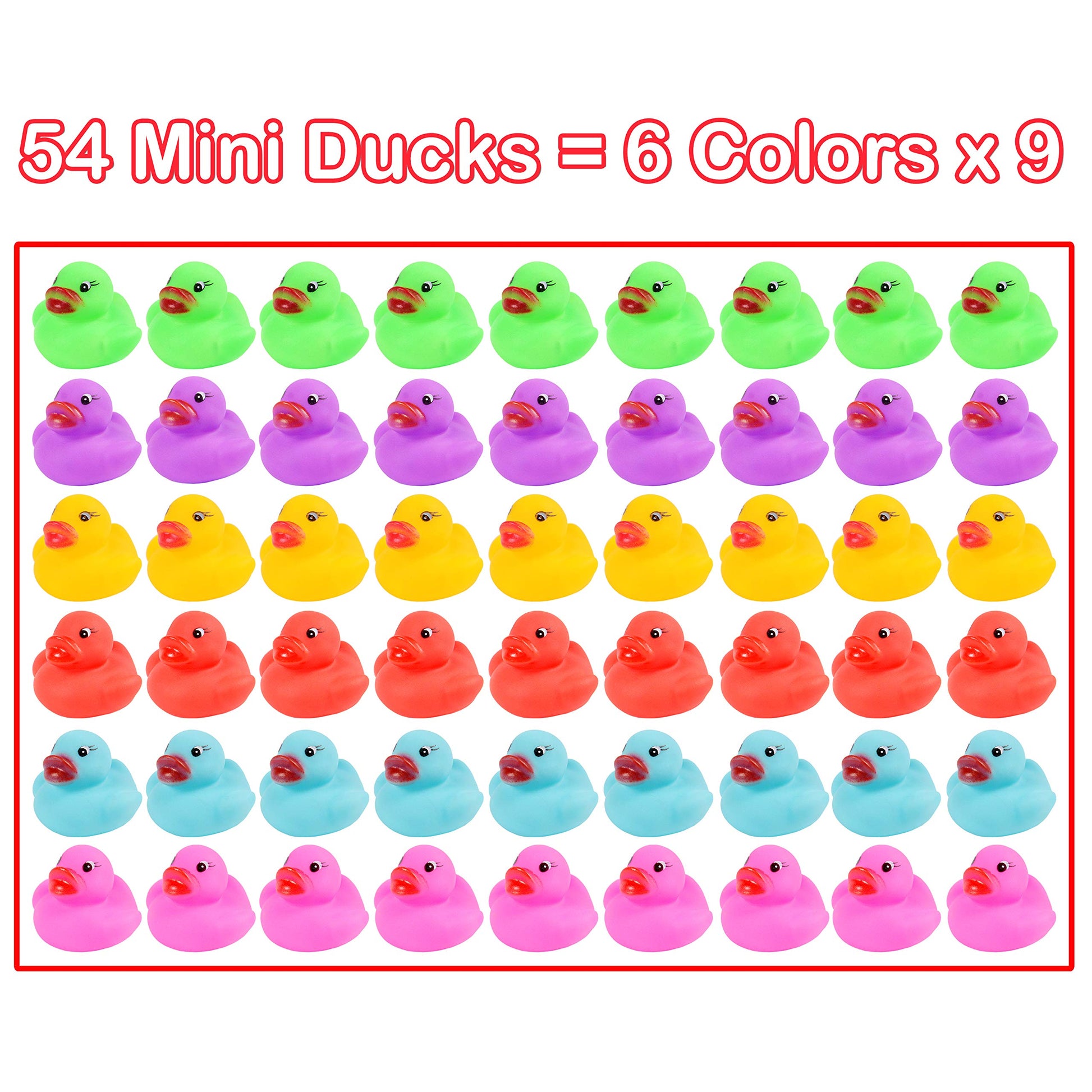 54-Pack Mini Rubber Ducks Set, Mini Colorful Rubber Duckies Bath Toy for Child,Float & Squeak Tiny Ducks Pool Toy Set for Kids Party Favors,Birthday
