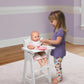 Badger Basket Chevron Doll High Chair with Plate, Bib, and Spoon - Ideal for Feeding 18-Inch Dolls in White and Pink